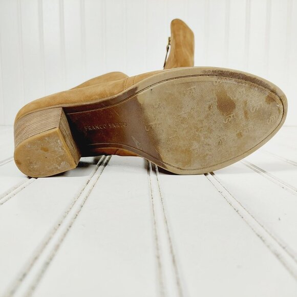 Franco Sarto Disco Ankle Boots Heels Leather Brown H703 - Picture 12 of 13